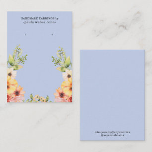 Floral Blue Earring Display Business Card