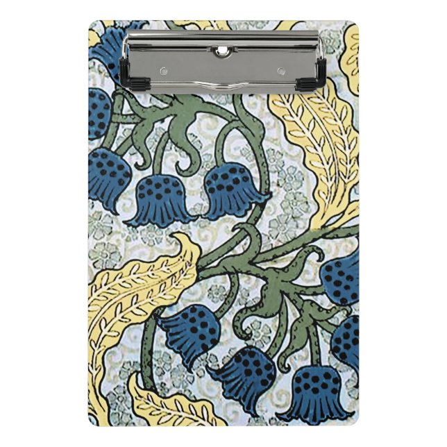 Floral Blue Flowers Lily Valley Repeating Mini Clipboard (Front)