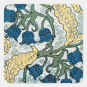 Floral Blue Flowers Lily Valley Repeating Square Sticker