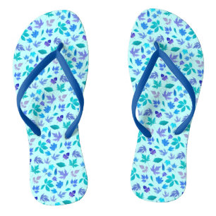 Floral Blue Flowers Pattern Design-36566 Jandals