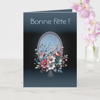 Floral Blue Folded Greeting Card