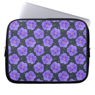 Floral Blue Geranium on any Colour Laptop Sleeve