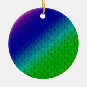Floral Blue Green Rainbow Gradient Diagonal Blend Ceramic Tree Decoration