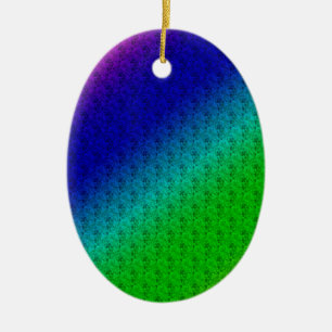 Floral Blue Green Rainbow Gradient Diagonal Blend Ceramic Tree Decoration
