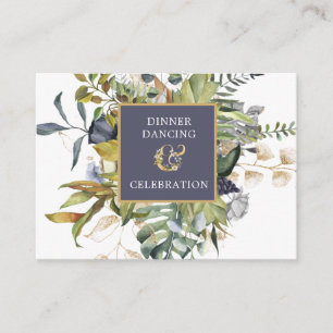  Floral  Blue & Green w Ampersand Reception Enclosure Card
