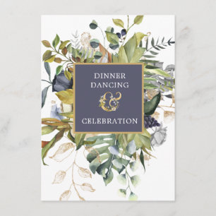  Floral  Blue & Green w Ampersand Reception Enclosure Card