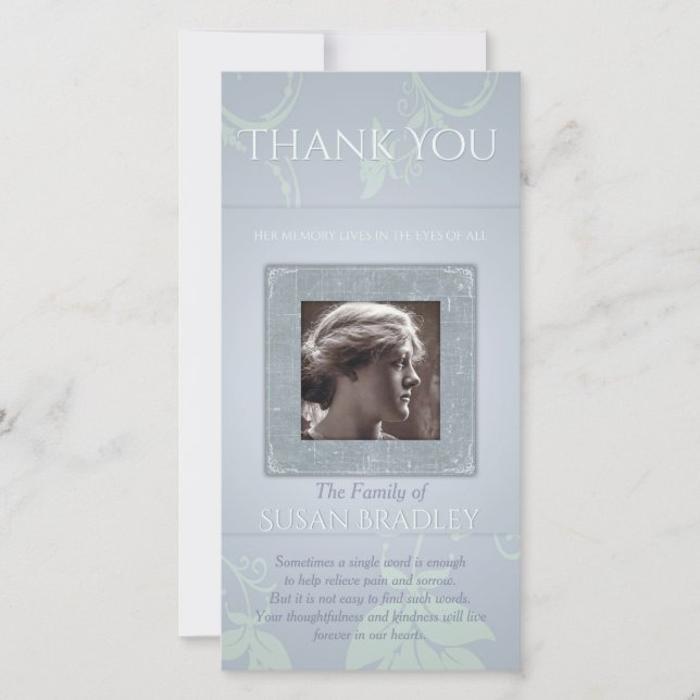 Floral Blue Grey Template Sympathy Thank You P (Front)