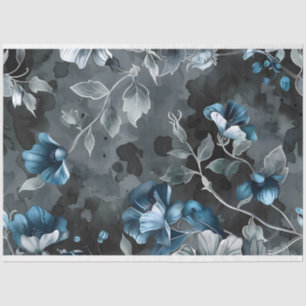 Floral Blue Grey Vintage Background Decoupage Tissue Paper