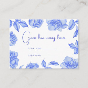 Floral blue - How many kisses bridal game Enclosure Card