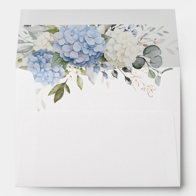Floral Blue Hydrangea Greenery Envelope Liner (Back (Bottom))
