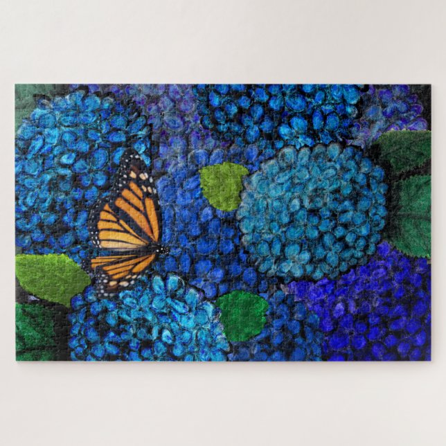 Floral Blue Hydrangea Jigsaw Puzzle (Horizontal)