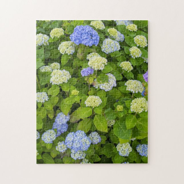 Floral Blue Hydrangea Nature Photo Jigsaw Puzzle (Vertical)