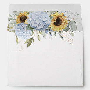 Floral Blue Hydrangea Sunflowers Envelope Liner