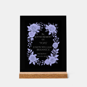 FLORAL BLUE. IN LOVING MEMORY KEEPSAKE, ACRYLIC SIGN