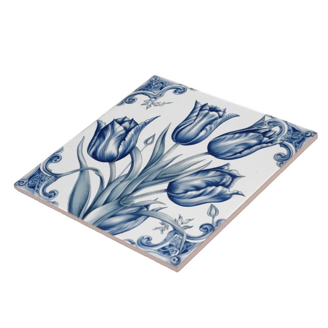 Floral Blue Indigo Azulejo Tiles (Side)
