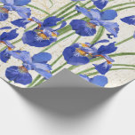 Floral Blue Iris Gold Damask Elegant Wedding Wrapping Paper<br><div class="desc">This vintage inspired floral wrapping paper features blue iris on a background of white with faux gold damask and handwritten script. Designed by world renowned artist ©Tim Coffey.</div>