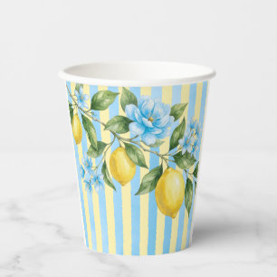 Floral Blue Lemon Main Squeeze Bridal Shower Paper Cups