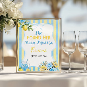 Floral Blue Main Squeeze Bridal Shower Favour Poster