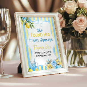 Floral Blue Main Squeeze Bridal Shower Flower Bar Poster