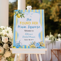 Floral Blue Main Squeeze Bridal Shower Welcome