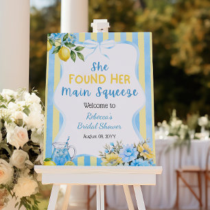 Floral Blue Main Squeeze Bridal Shower Welcome Poster