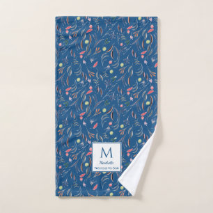 Floral BLUE Monogram PRECIOUS TO GOD Gym Hand Towel