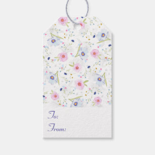Floral Blue & Pink Flowers To and From Gift Tags
