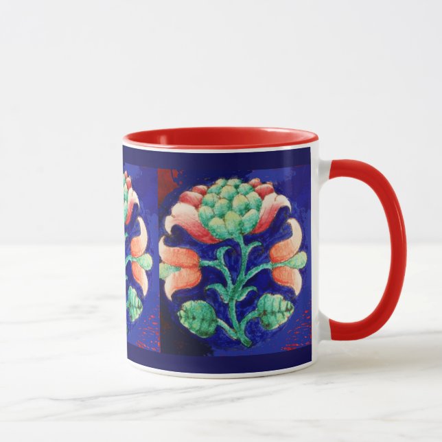FLORAL , blue pink green Mug (Right)
