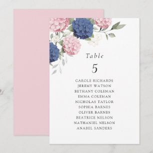 Floral Blue Pink Hydrangea Table Seating Chart Invitation