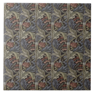 Floral Blue Pink Vintage William Morris Bluebell Tile