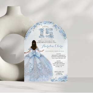 Floral Blue Princess Coquette Quinceanera Arch Invitation
