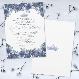 Floral Blue Quinceanera Invitation
