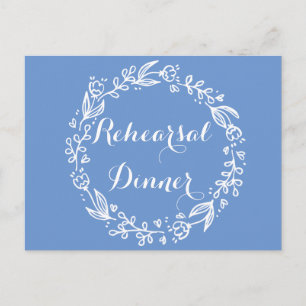 Floral Blue  Rehearsal Dinner Flower Wedding Postcard