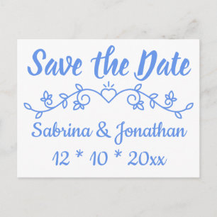 Floral Blue Save The Date Wedding Engagement Postcard