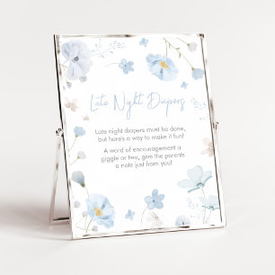 Floral Blue Spring Baby in Bloom Late Night Diaper Poster