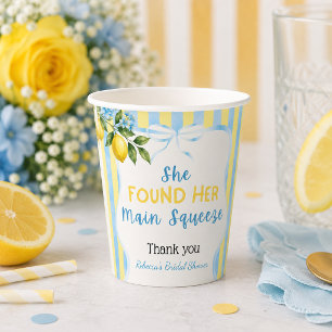 Floral Blue Stripe Main Squeeze Bridal Shower Paper Cups