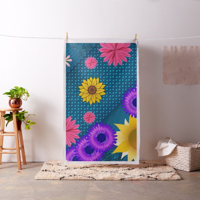 Floral Blue Sunflowers Fabric (In Situ)