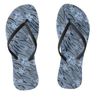 Floral, blue, tiger pattern jandals