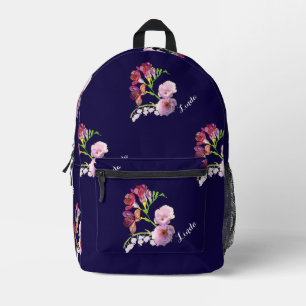 Floral Blue w /Name Print Cut Sew Bag