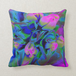 Floral Blue Watercolor Accent Pillow