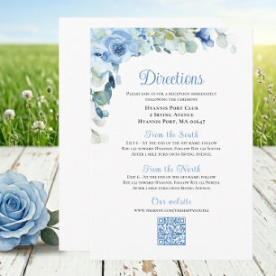 Floral Blue Watercolor Roses Wedding Accommodation Enclosure Card
