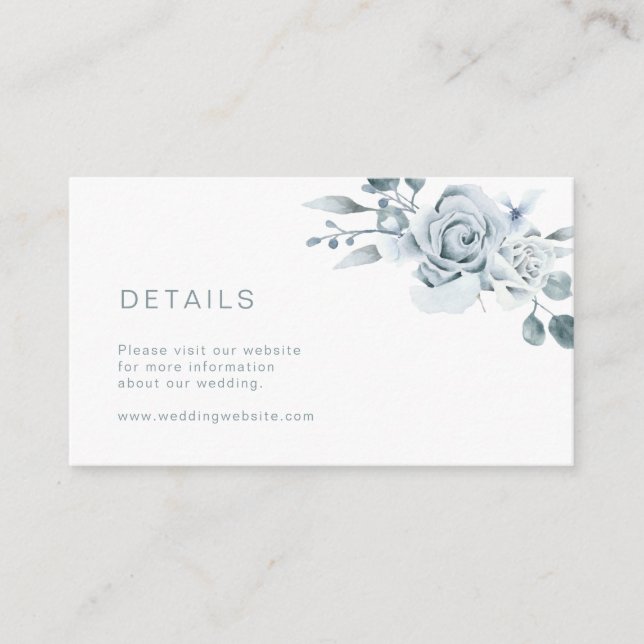 Floral Blue Wedding Enclosure Card (Front)
