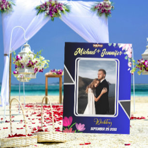 Floral Blue Wedding Welcome Stretched Canvas Sign