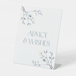 Floral Blue Winter Botanical Advice and Wishes Pedestal Sign