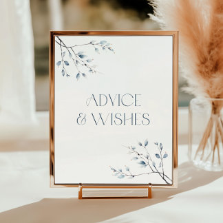 Floral Blue Winter Botanical Advice and Wishes Poster