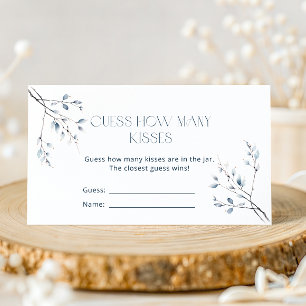 Floral Blue Winter Botanical Guess How Many Kisses Enclosure Card