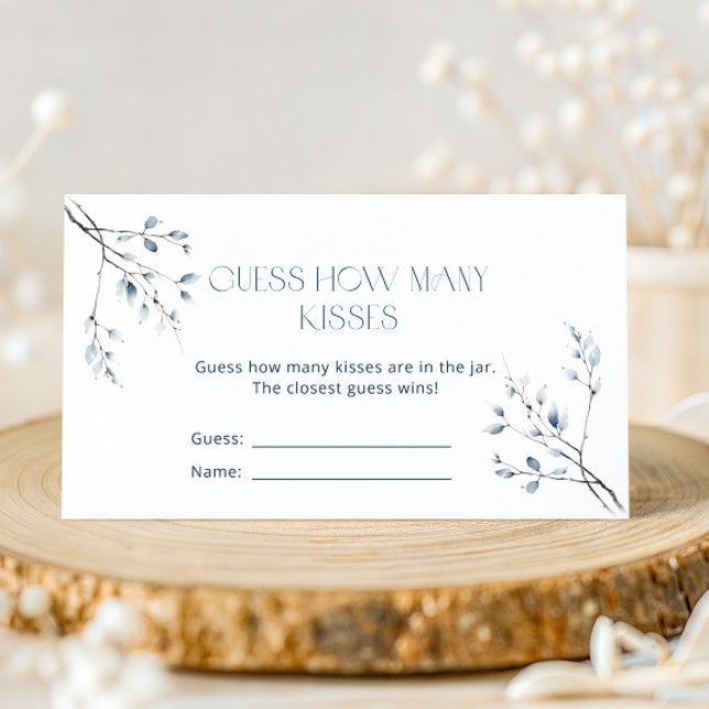 Floral Blue Winter Botanical Guess How Many Kisses Enclosure Card (Creator Uploaded)