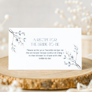 Floral Blue Winter Botanical Share A Recipe Enclosure Card