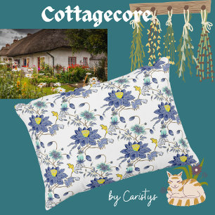 Floral Blue & Yellow Decorative Cushion
