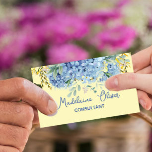 Floral Blue Yellow Modern Chic Business Card